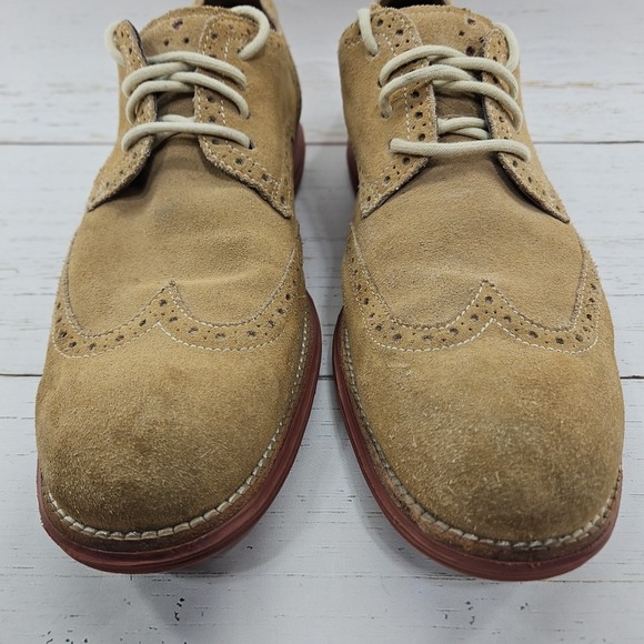 Cole Haan LunarGrand Wingtip Oxford Mens 11.5M Tan Red Suede Dress Shoes‎ C10228 main image 8